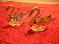 2 Italian Swans with Sterling S. Serving Spoons