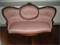 Antique Walnut Victorian Tufted Sofa