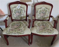 UPHOLSTERED ARM CHAIRS w/ FOOT STOOLS
