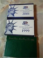 Three proof sets 94 1999 and 2001