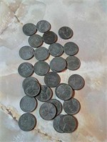 Twenty-seven 1943 pennies