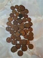 Fifty wheat pennies
