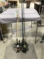 ASSORTED FISH POLES, SOME W/ REELS