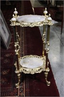 TWO TIERED MARBLE/BRASS TABLE
