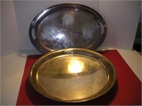 2 Silver Plate Serving Trays 20"