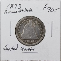 1837 Silver Seated Quarter Arrows at Date Coin