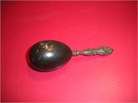 Vintage Wooden Baby Rattle w/ Sterling Silver