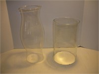 2 Glass Hurrican Candle Holders, Tallest 16 in.