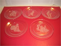 Norman Rockwell Etched Glass Dishes
