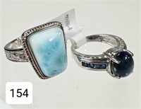 Pair of Thailand Silver & Gemstone Rings