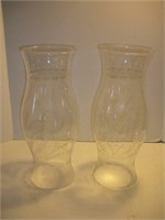 Etched Glass Hurricane Candle Holders, 16 in.
