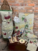 New linen wine themed towels, aprons, & more