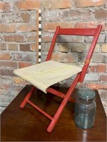 Vintage childs Red wooden folding camping chair
