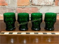 Emerald glass cups- set of 4