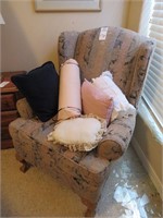 UPHOLSTERED CHAIR/ PILLOWS