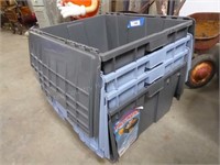 4 covered plastic totes