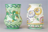 2 Charlotte Rhead English Pottery Vases