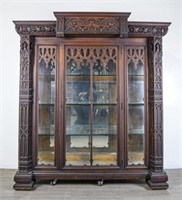 Gothic Revival Oak Cabinet Bookcase