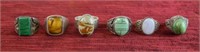 Group of Sterling Silver Semi Precious Stone Rings