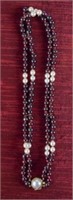 Garnet Pearl and 14 Karat Gold Necklace