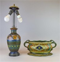 Gouda Art Pottery Lamp & Planter