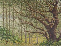Oil on Canvas Wooded Landscape