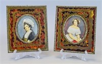 Pair of Hand Painted Miniature Portraits of Ladies