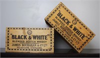 2 Fleischmann Black & White Scotch Whisky Crates