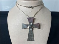 Sterling Cross & Dogwood Blossom Necklace