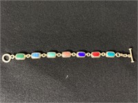 Mexican Sterling Multi Stone Bracelet 26.8 Grams