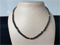 Hematite & 14k Gold Necklace - 16"