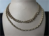 2 Twisted Sterling Necklaces 26g - 17" & 30 1/4"