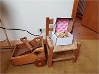 Child's Chair, Wood Blocks and Wagon