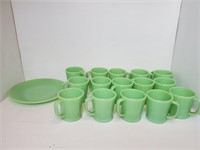 Vintage Fire King Jadeite Mugs & Asst. Glassware