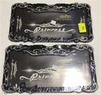 Two princess license plate frames
