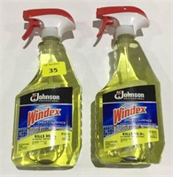 Two bottles of Windex disinfectant