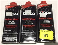 Three 4oz cans of zippo lighter fluid