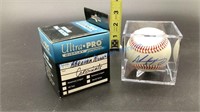 ABRAHAM NUNEZ AUTOGRAPHED BASEBALL WITH CASE