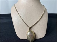 Sterling Rope Necklace W/ Oval Locket 21.4g - 23"