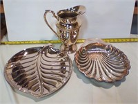 Silver plate trays & pitcher