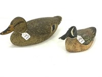Lot of 2 Unknown Decoys Including Blue Wing Teal &