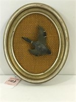 Miniature Flying Mallard Drake on Oval Frame