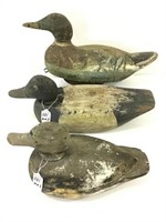 Lot of 3 Un-Known Wood Decoys
