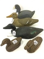 Lot of 5 Un-Known Wood Decoys