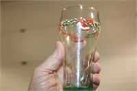 5 XMAS COCA COLA GLASSES (LIGHT GREEN TINGE)