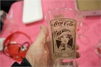 4 MATCHING COCA COLA GLASSES &