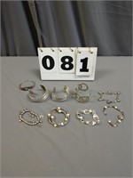 Lot of Costume Jewelry - Silver Colored Bracelets