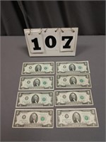 (8) 1976 $2 bills