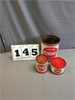 Lot of 3 Vintage Kendall Grease Cans