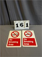 (2) No Smoking Area Plastic Signs. NOS